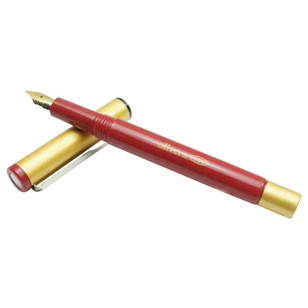 Gama Supreme Light Brown Red Color Pattern Body With Round Head Gold Trim  No 35 Fine Nib Handmade Eyedropper Fountain Pen SKU 21254