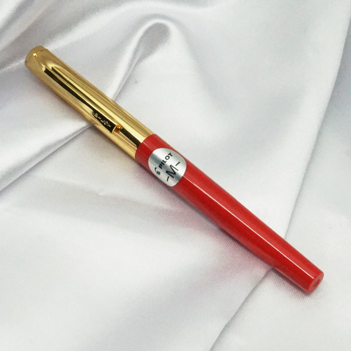 Gama Supreme Light Brown Red Color Pattern Body With Flat Head Gold Trim No  35 Fine Nib Handmade Eyedropper Fountain Pen SKU 21247