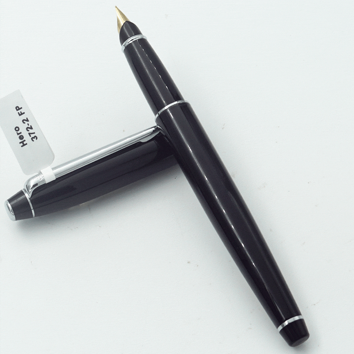 Hero 372-2 Black Color Body With Silver Clip Fine Nib Converter Type Fountain Pen SKU 24377