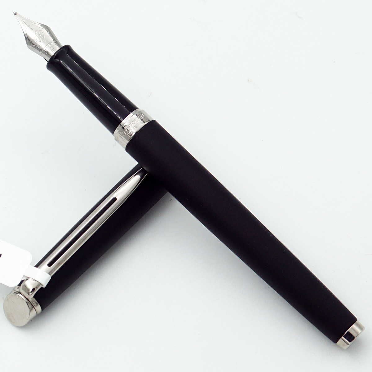 Waterman Hemisphere Matte Black Color Body Chrome Trim And Silver Clip Fine Nib Converter Type Fountain Pen SKU 24480