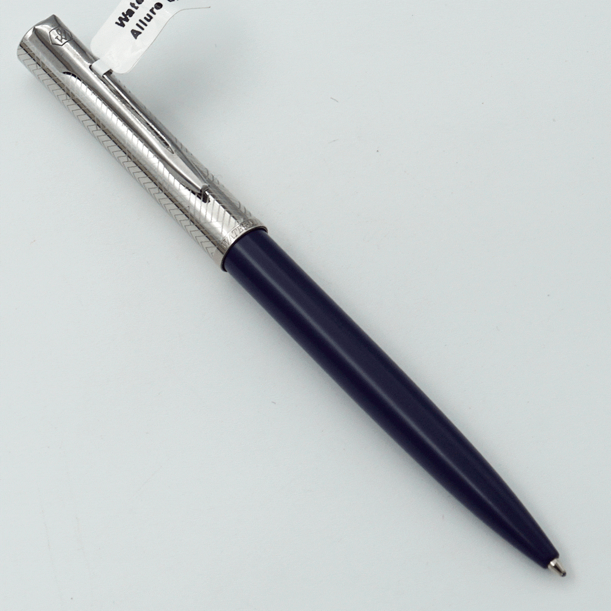 Waterman Allure Deluxe Blue Color Body With Chrome Cap And Silver Clip Medium Tip Twist Type Ball Pen SKU 24491