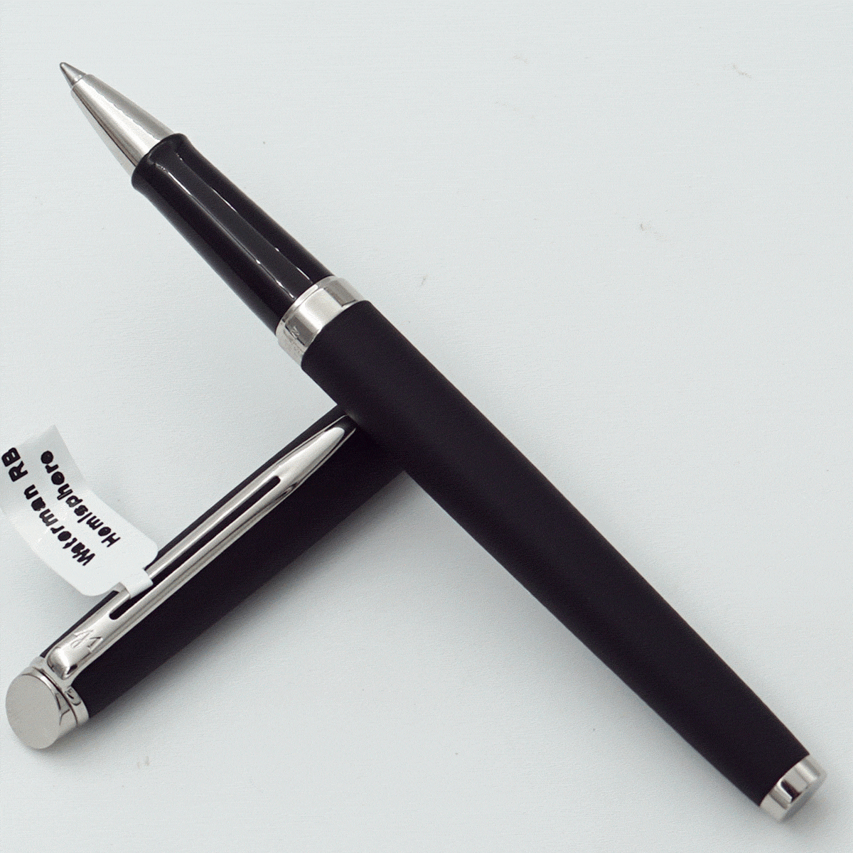 Waterman Hemisphere Matte Black Color Body With Chrome Trims And Silver Clip Medium Tip Roller Ball Pen SKU 24495