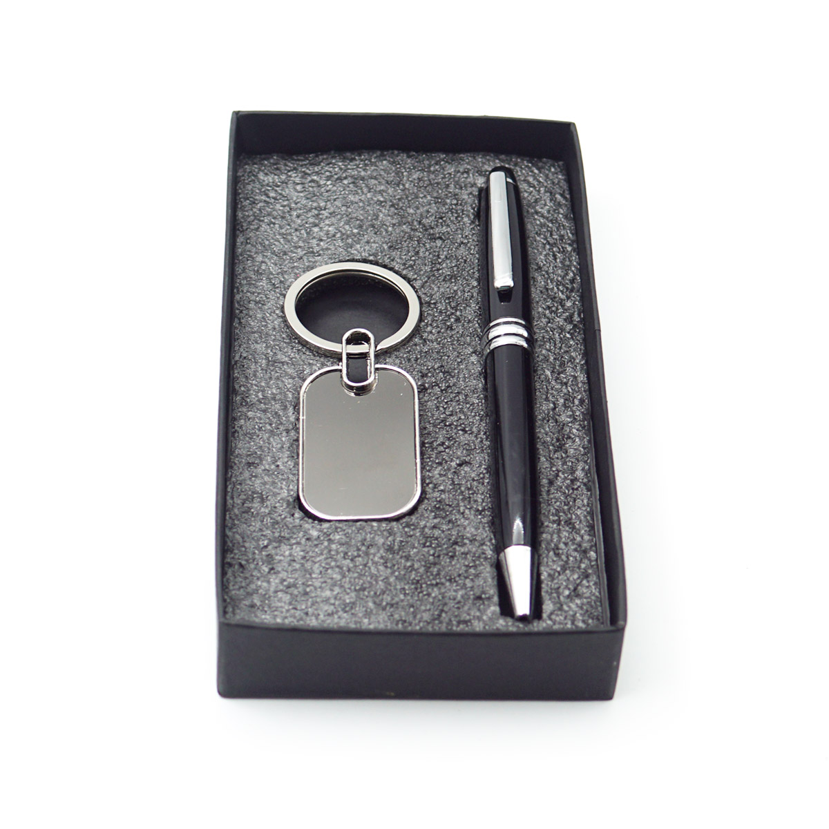 penhouse.in Black Color Body With Silver Clip Fine Tip Twist Type Ball pen With Metal Keychain Set SKU24567