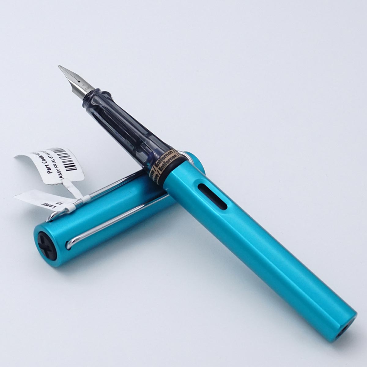 Lamy 722 Al Star Turmaline Blue Color Body Sliver Clip Broad Nib Converter Type Fountain Pen  SKU 25272