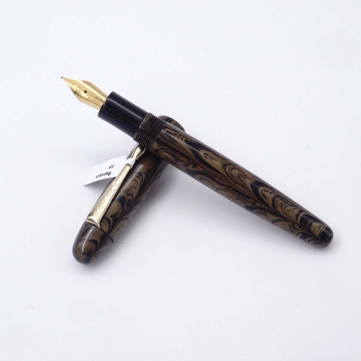 Ratnam Black With Light Brown Color Body Gold Clip And Trim Black Grip No  35 Kanwrite Gp Medium Nib Fountain Pen  SKU 25626
