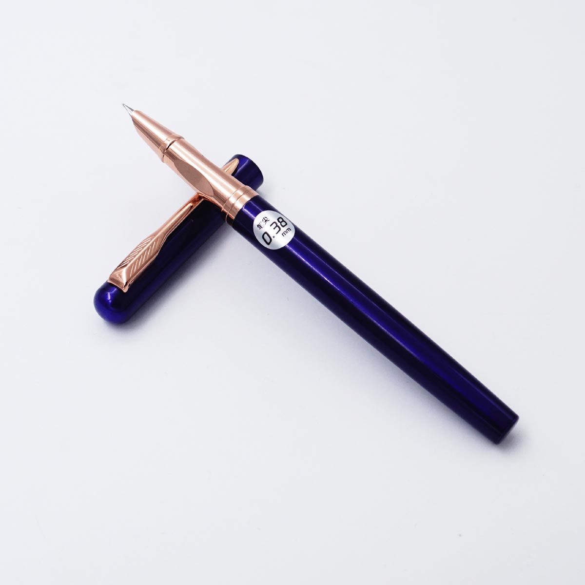 Luoshi 5313 Glossy Navy Blue Color Body With Copper Clip And Grip 0.38mm Fine Nip Converter Type Fountain Pen SKU 25671