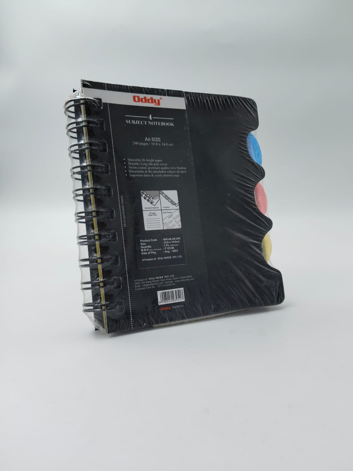 Oddy Wiro A6 Size Black Color Cover 240 Pages Ruled Spiral Subject Notes Book SKU 25956